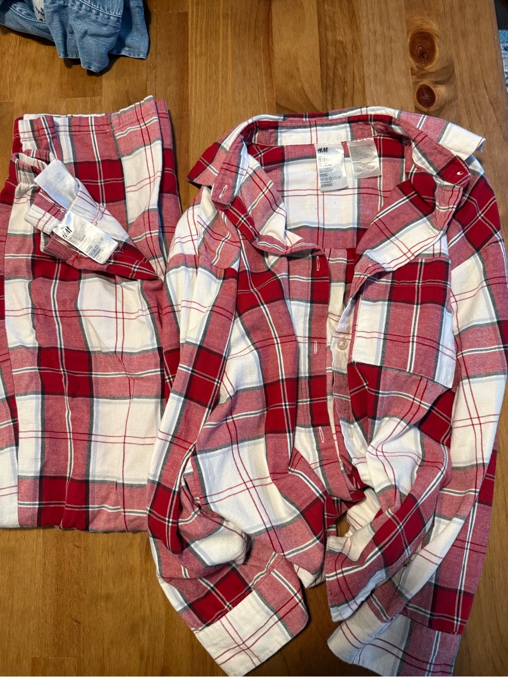 H&M  Red White Plaid Button-Up Shirt